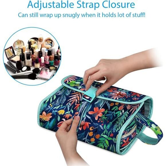 Hanging Toiletry Travel Bag for Women Large Makeup Organizer Storage Pouch - Picture 4 of 7